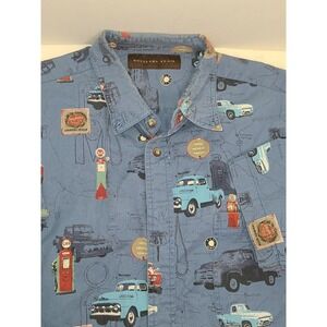 Woodland Trail Ford Truck/old gas pumps car collector Mens Button up sz M/L/XL?